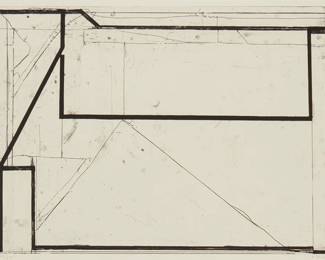 61
Richard Diebenkorn
(1922-1993)
"Softground Splay" from "Four Softgrounds," 1982
Etching and drypoint on BFK Rives paper
Edition: 24/35 (there were also ten artist's proofs)
Initialed, dated, and numbered in pencil in the lower margin: RD 82; Crown Point Press, Oakland, pub., with their blindstamp in the lower right margin corner; titled on the publisher's label affixed to the frame's backing board
Plate: 18" H x 24" W; Sheet: 26.375" H x 40.375" W
Estimate: $1,500 - $2,000