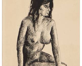 245
Margaret Keane
(1927-2022)
Nude figure study, 1958
Ink on paper
Signed and dated in ink lower right: Keane / '58
Sheet: 16.5" H x 14.75" W
Estimate: $1,000 - $1,500