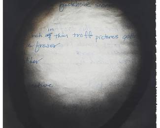 189
Mark Verabioff
(b. 1963)
Untitled, 2007
Mixed media on lined notebook paper
Signed and dated in red ink verso: Mark 2007
Image/Sheet: 9.75" H x 7.25" W
Estimate: $500 - $700