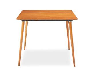 164
Charles and Ray Eames (1907-1978 and 1912-1988)
A DTW-4 table for Herman Miller, 1950-1957
Designed 1950
With an ash plywood and birch top, tapered lacquered wood legs, and aluminum joints
29" H x 34" W x 34" D
Estimate: $600 - $800