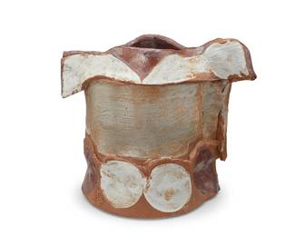 141
Rudy Autio (1926-2007)
A glazed stoneware vessel, 1979
With incised signature and date: Autio / 79
11.25" H x 12.75" W x 9.25" D
Estimate: $1,000 - $1,500