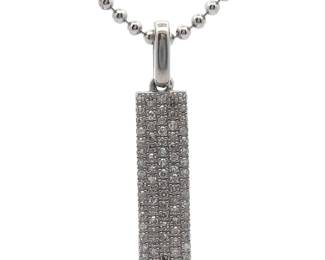 NEW! 0.50 Carat Pavé Natural Diamond Rectangular Pendant Necklace