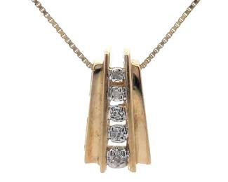 Natural Diamond Modern Slide Pendant in Yellow Gold