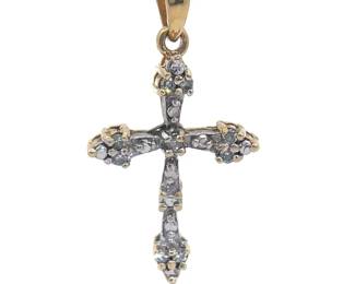 Natural Diamond Celtic Cross Pendant in Yellow Gold