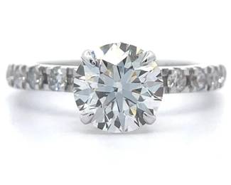 2.52 Carat Diamond Hidden Halo Pavé Ring in 14k White Gold