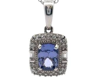 Tanzanite & Natural Diamond Drop Pendant Necklace