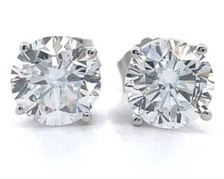 2 Carat Diamond Round Solitaire Stud Earrings in 14k White Gold