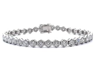 Modern 5.50 Carat Diamond Geometric Bezel Tennis Bracelet
