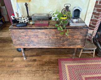 ANTIQUE DROP LEAF TABLE, ACCESSORIES