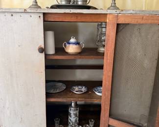 ACCESSORIES - PEWTER - VINTAGE CORDIAL SET - PORCELAIN ITEMS (CUPBOARD NOT FOR SALE)