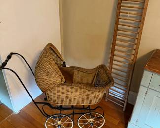ANTIQUE WICKER DOLL CARRIAGE