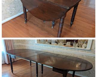 Mahogany drop leaf table, seats 2 to 8