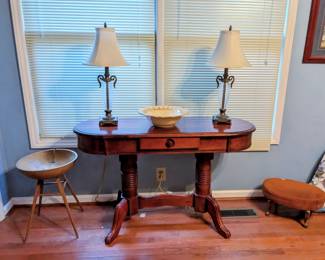 Vintage console, dough bowl table