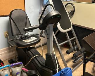Recumbent Exercise Bike, Inversion Table and various hand weights
