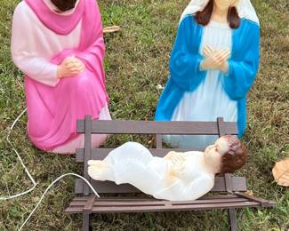 Blow Mold of Mary, Joseph, and Baby Jesus in great condition.
