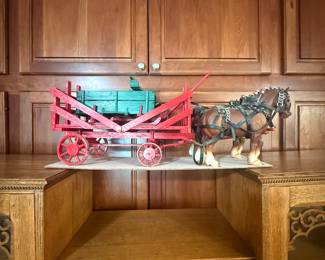 Folk Art Breyer Horses with Wagon