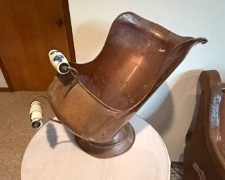 Large Antique Copper Coal / Ash Bucket