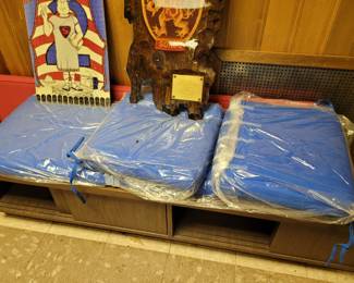 Blue cushions for outdoor patio set