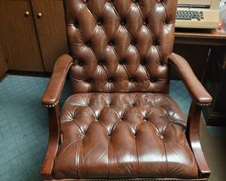  Vintage leather studded office desk chair