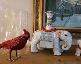Pair of  Chinese Elephant Candle  or Joss stick holders 