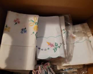 Handmade needle point vintage pillow cases