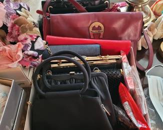 Vintage leather handbags and evening bags