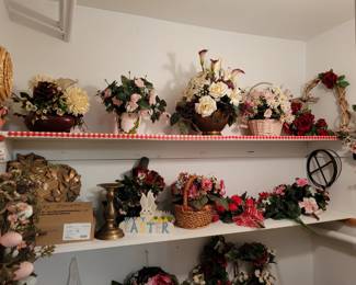 Hand-made flower baskets and wreaths some new