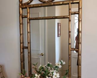 Large vintage Regency style faux bamboo mirror