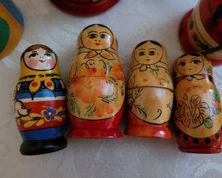 Large collection of Russian nesting dolls.