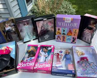Some of the boxed Barbies