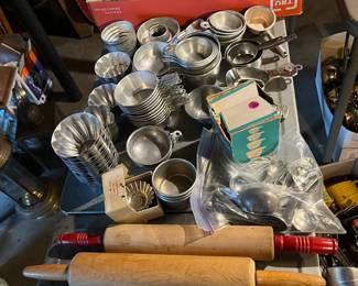 Rolling pins, custard cups, cookie cutters