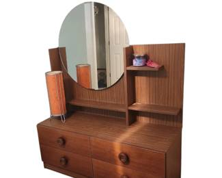 Fantastic mid-century modern art deco look for drawer chest with mirror