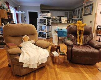 Leather recliner and ultra suede recliner 