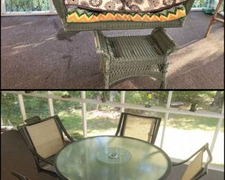 Hampton Bay glass patio table and four chairs