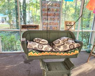 Lovely wicker swing and ottoman