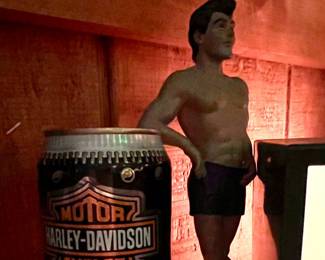 Harley-Davidson beer can holder -  w/man in swim trunks 