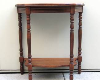 Solid Wood Half Moon Table with Inlay