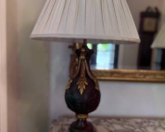 19th Century Bronze & Italian Marble Lamps 17 x 5.5in