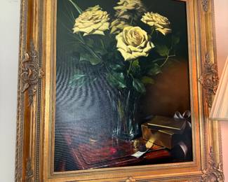 Bouquet of Flower by W. Martin, Oil on Canvas with gilt wood frame. 30 x 24in 