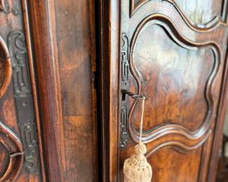 19th Century French Provincial Walnut Armoire, 89in x 57in x 26in 