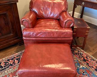 Hancock & Moore Leather Chair & Ottoman