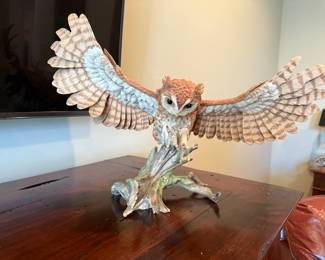 20th Century Boehm Porcelain Studio Screech Owl, Edition #40132, 14 x 21 in