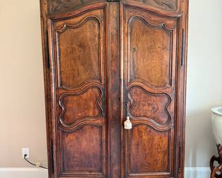 19th Century French Provincial Walnut Armoire, 89in x 57in x 26in 
