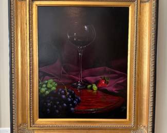 16x20" Wine Glass Oil Painting by W. Martin