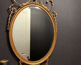 George III Adams Style Carved & Gilt Accent Mirror, 42in x 20in 