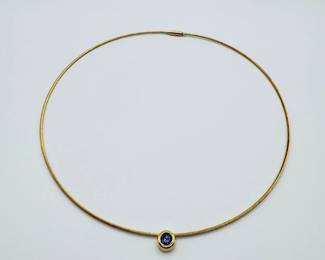 35 14KGoldCableStyleCollarNecklacewTanzanitePendant711g
