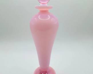 40 RonLukianSignedPinkArtGlassPerfumeBottlewStopper