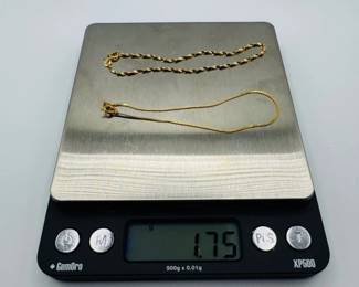 7 2pc14KGoldAnkletsRopeFlatLinkChains175g