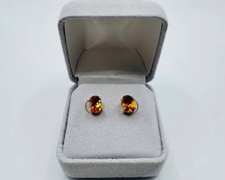 32 14KGoldStudEarringswLikelyCitrineStones