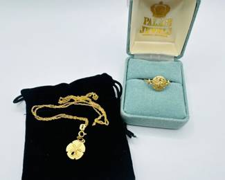 48 14KGoldSandDollarRingNecklaceSetPeruBahamasTotal340g